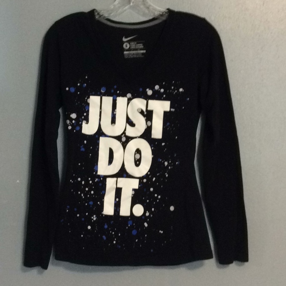 Nike Slim Fit Womens ‘Just Do It'  Black Long Sleeve Tshirt Sz S